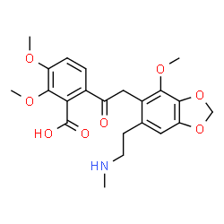 ChemSpider 2D Image | 2,3-Dimethoxy-6-({4-methoxy-6-[2-(methylamino)ethyl]-1,3-benzodioxol-5-yl}acetyl)benzoic acid | C22H25NO8