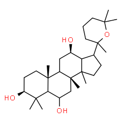 ChemSpider 2D Image | (3beta,5xi,9xi,12beta,13xi,14xi,17xi,20xi)-20,25-Epoxydammarane-3,6,12-triol | C30H52O4