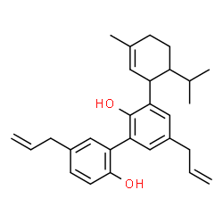 ChemSpider 2D Image | 5,5'-Diallyl-3-(6-isopropyl-3-methyl-2-cyclohexen-1-yl)-2,2'-biphenyldiol | C28H34O2