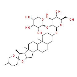 ChemSpider 2D Image | (8xi,9xi,10xi,13xi,14xi,16xi,17xi,22xi)-Spirostan-3-yl 2-O-beta-D-ribopyranosyl-beta-D-allopyranoside | C38H62O12
