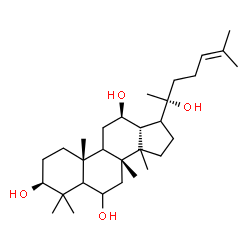 ChemSpider 2D Image | (3beta,5xi,9xi,12beta,14xi,17xi,20R)-Dammar-24-ene-3,6,12,20-tetrol | C30H52O4