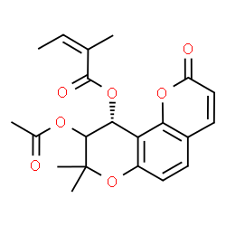 ChemSpider 2D Image | (10R)-9-Acetoxy-8,8-dimethyl-2-oxo-9,10-dihydro-2H,8H-pyrano[2,3-f]chromen-10-yl (2Z)-2-methyl-2-butenoate | C21H22O7
