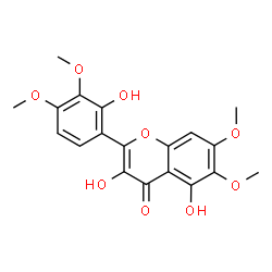 ChemSpider 2D Image | 3,5-Dihydroxy-2-(2-hydroxy-3,4-dimethoxyphenyl)-6,7-dimethoxy-4H-chromen-4-one | C19H18O9
