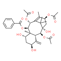 ChemSpider 2D Image | (2alpha,5alpha,7beta,9alpha,10beta,13alpha)-2,10,13-Triacetoxy-1,5,7-trihydroxytaxa-4(20),11-dien-9-yl benzoate | C33H42O11