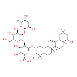 ChemSpider 2D Image | 22,23-Dihydroxyolean-12-en-2-yl 3,6-dideoxy-beta-D-xylo-hexopyranosyl-(1->2)-beta-D-gulopyranosyl-(1->2)-(4xi)-beta-D-ribo-hexopyranosiduronic acid | C48H78O17