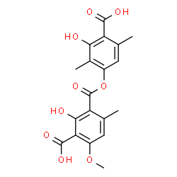 ChemSpider 2D Image | 3-[(4-Carboxy-3-hydroxy-2,5-dimethylphenoxy)carbonyl]-2-hydroxy-6-methoxy-4-methylbenzoic acid | C19H18O9