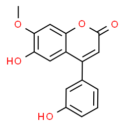 ChemSpider 2D Image | 6-Hydroxy-4-(3-hydroxyphenyl)-7-methoxy-2H-chromen-2-one | C16H12O5