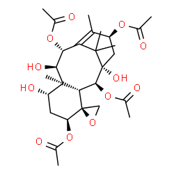 ChemSpider 2D Image | (2alpha,5alpha,7beta,9alpha,10beta,13alpha)-1,7,9-Trihydroxy-4,20-epoxytax-11-ene-2,5,10,13-tetrayl tetraacetate | C28H40O12