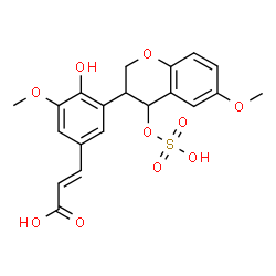 ChemSpider 2D Image | (2E)-3-{4-Hydroxy-3-methoxy-5-[6-methoxy-4-(sulfooxy)-3,4-dihydro-2H-chromen-3-yl]phenyl}acrylic acid | C20H20O10S