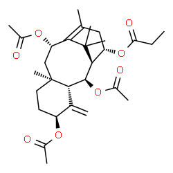 ChemSpider 2D Image | 2alpha,5alpha,10beta-Triacetoxy-14beta-propionyloxytaxa-4(20),11-diene | C29H42O8