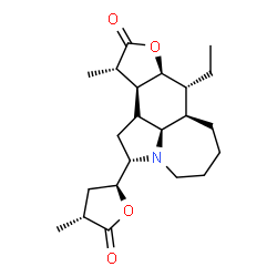 ChemSpider 2D Image | (2S,7aR,8R,8aS,11S,11aS,11cR)-8-Ethyl-11-methyl-2-[(2S,4R)-4-methyl-5-oxotetrahydro-2-furanyl]dodecahydroazepino[3,2,1-hi]furo[3,2-e]indol-10(2H)-one | C22H33NO4