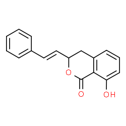 ChemSpider 2D Image | 8-Hydroxy-3-[(E)-2-phenylvinyl]-3,4-dihydro-1H-isochromen-1-one | C17H14O3