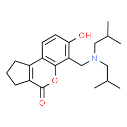 ChemSpider 2D Image | 6-[(Diisobutylamino)methyl]-7-hydroxy-2,3-dihydrocyclopenta[c]chromen-4(1H)-one | C21H29NO3