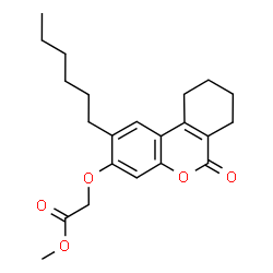 ChemSpider 2D Image | Methyl [(2-hexyl-6-oxo-7,8,9,10-tetrahydro-6H-benzo[c]chromen-3-yl)oxy]acetate | C22H28O5