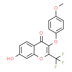 ChemSpider 2D Image | 7-Hydroxy-3-(4-methoxyphenoxy)-2-(trifluoromethyl)-4H-chromen-4-one | C17H11F3O5