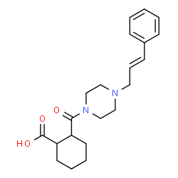ChemSpider 2D Image | 2-({4-[(2E)-3-Phenyl-2-propen-1-yl]-1-piperazinyl}carbonyl)cyclohexanecarboxylic acid | C21H28N2O3