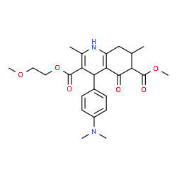 ChemSpider 2D Image | 3-(2-Methoxyethyl) 6-methyl 4-[4-(dimethylamino)phenyl]-2,7-dimethyl-5-oxo-1,4,5,6,7,8-hexahydro-3,6-quinolinedicarboxylate | C25H32N2O6