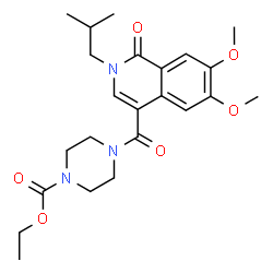 ChemSpider 2D Image | Ethyl 4-[(2-isobutyl-6,7-dimethoxy-1-oxo-1,2-dihydro-4-isoquinolinyl)carbonyl]-1-piperazinecarboxylate | C23H31N3O6