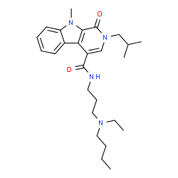 ChemSpider 2D Image | N-{3-[Butyl(ethyl)amino]propyl}-2-isobutyl-9-methyl-1-oxo-2,9-dihydro-1H-beta-carboline-4-carboxamide | C26H38N4O2