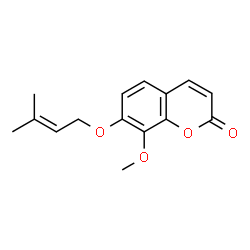 ChemSpider 2D Image | 8-Methoxy-7-[(3-methyl-2-buten-1-yl)oxy]-2H-chromen-2-one | C15H16O4