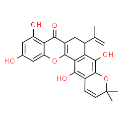 ChemSpider 2D Image | 5,9,11,14-Tetrahydroxy-6-isopropenyl-3,3-dimethyl-6,7-dihydro-3H,8H-chromeno[7,6-c]xanthen-8-one | C25H22O7