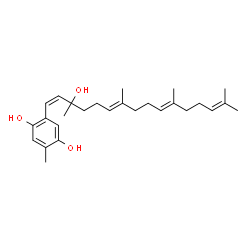 ChemSpider 2D Image | 2-[(1Z,6E,10E)-3-Hydroxy-3,7,11,15-tetramethyl-1,6,10,14-hexadecatetraen-1-yl]-5-methyl-1,4-benzenediol | C27H40O3
