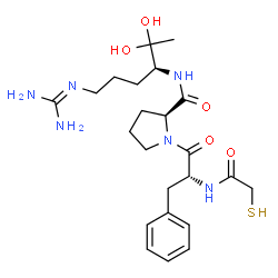 ChemSpider 2D Image | N-(Sulfanylacetyl)-D-phenylalanyl-N-{(3S)-6-[(diaminomethylene)amino]-2,2-dihydroxy-3-hexanyl}-L-prolinamide | C23H36N6O5S
