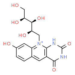 ChemSpider 2D Image | 5-Deoxy-5-(8-hydroxy-2,4-dioxo-1,2,3,4-tetrahydropyrimido[4,5-b]quinolin-10-ium-10-yl)-D-xylitol | C16H18N3O7