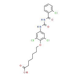 ChemSpider 2D Image | 7-{2,6-DICHLORO-4-[3-(2-CHLORO-BENZOYL)-UREIDO]-PHENOXY}-HEPTANOIC ACID | C21H21Cl3N2O5