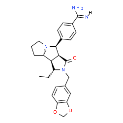 ChemSpider 2D Image | (1R,3AS,4R,8AS,8BR)-4-(2-BENZO[1,3]DIOXOL-5-YLMETHYL-1-ETHYL-3-OXO-DECAHYDRO-PYRROLO[3,4-A]PYRROLIZIN-4-YL)-BENZAMIDINE | C26H30N4O3