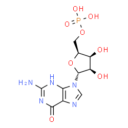 ChemSpider 2D Image | 2-Amino-9-(5-O-phosphono-alpha-L-lyxofuranosyl)-3,9-dihydro-6H-purin-6-one | C10H14N5O8P