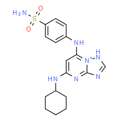 ChemSpider 2D Image | 5-(Cyclohexylamino)-7-[(4-sulfamoylphenyl)amino]-1H-[1,2,4]triazolo[1,5-a]pyrimidin-8-ium | C17H22N7O2S
