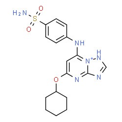 ChemSpider 2D Image | 5-(Cyclohexyloxy)-7-[(4-sulfamoylphenyl)amino]-1H-[1,2,4]triazolo[1,5-a]pyrimidin-8-ium | C17H21N6O3S