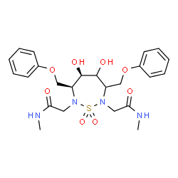 ChemSpider 2D Image | 2,2'-[(3S,4R)-4,5-Dihydroxy-1,1-dioxido-3,6-bis(phenoxymethyl)-1,2,7-thiadiazepane-2,7-diyl]bis(N-methylacetamide) | C24H32N4O8S