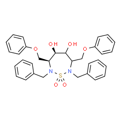 ChemSpider 2D Image | (3S,4R)-2,7-Dibenzyl-3,6-bis(phenoxymethyl)-1,2,7-thiadiazepane-4,5-diol 1,1-dioxide | C32H34N2O6S