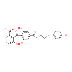 ChemSpider 2D Image | 2-(2,6-Dihydroxy-4-{[3-(4-hydroxyphenyl)propoxy]carbonyl}benzoyl)-3-hydroxybenzoic acid | C24H20O9