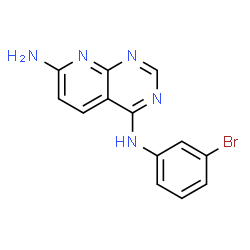 ChemSpider 2D Image | N~4~-(3-Bromophenyl)pyrido[2,3-d]pyrimidine-4,7-diamine | C13H10BrN5