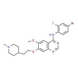 ChemSpider 2D Image | N-(4-Bromo-2-fluorophenyl)-6-methoxy-7-[2-(1-methyl-4-piperidinyl)ethoxy]-4-quinazolinamine | C23H26BrFN4O2