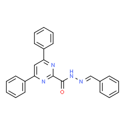 ChemSpider 2D Image | 4,6-Diphenyl-N'-[(E)-phenylmethylene]-2-pyrimidinecarbohydrazide | C24H18N4O