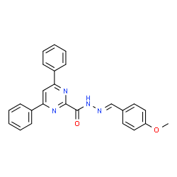 ChemSpider 2D Image | N'-[(E)-(4-Methoxyphenyl)methylene]-4,6-diphenyl-2-pyrimidinecarbohydrazide | C25H20N4O2