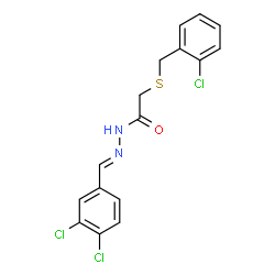 ChemSpider 2D Image | 2-[(2-Chlorobenzyl)sulfanyl]-N'-[(E)-(3,4-dichlorophenyl)methylene]acetohydrazide | C16H13Cl3N2OS