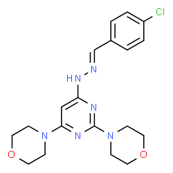 ChemSpider 2D Image | 4,4'-{6-[(2E)-2-(4-Chlorobenzylidene)hydrazino]-2,4-pyrimidinediyl}dimorpholine | C19H23ClN6O2