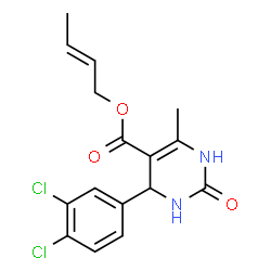 ChemSpider 2D Image | (2E)-2-Buten-1-yl 4-(3,4-dichlorophenyl)-6-methyl-2-oxo-1,2,3,4-tetrahydro-5-pyrimidinecarboxylate | C16H16Cl2N2O3