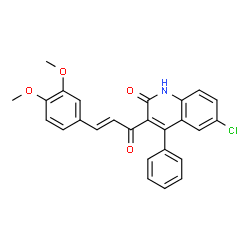 ChemSpider 2D Image | 6-Chloro-3-[(2E)-3-(3,4-dimethoxyphenyl)-2-propenoyl]-4-phenyl-2(1H)-quinolinone | C26H20ClNO4