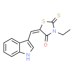 ChemSpider 2D Image | 3-Ethyl-5-(1H-indol-3-ylmethylene)-2-thioxo-thiazolidin-4-one | C14H12N2OS2