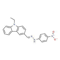 ChemSpider 2D Image | 9-Ethyl-3-{(E)-[(4-nitrophenyl)hydrazono]methyl}-9H-carbazole | C21H18N4O2