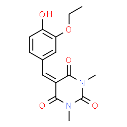 ChemSpider 2D Image | 5-(3-Ethoxy-4-hydroxybenzylidene)-1,3-dimethyl-2,4,6(1H,3H,5H)-pyrimidinetrione | C15H16N2O5