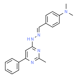 ChemSpider 2D Image | N,N-Dimethyl-4-{(E)-[(2-methyl-6-phenyl-4-pyrimidinyl)hydrazono]methyl}aniline | C20H21N5
