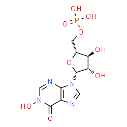 ChemSpider 2D Image | 1-Hydroxy-9-(5-O-phosphono-beta-D-arabinofuranosyl)-1,9-dihydro-6H-purin-6-one | C10H13N4O9P