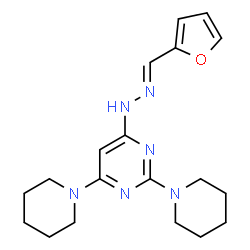 ChemSpider 2D Image | 4-[(2E)-2-(2-Furylmethylene)hydrazino]-2,6-di(1-piperidinyl)pyrimidine | C19H26N6O
